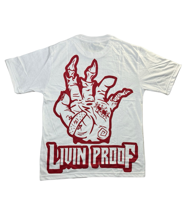 Scarz White T-shirt With Red "New Logo"